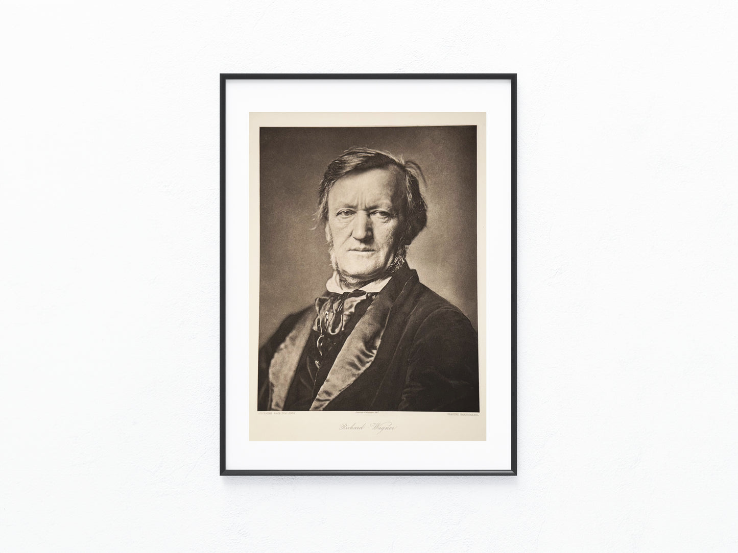 Original Richard Wagner Tafel 1871 Antikes Komponistenporträt