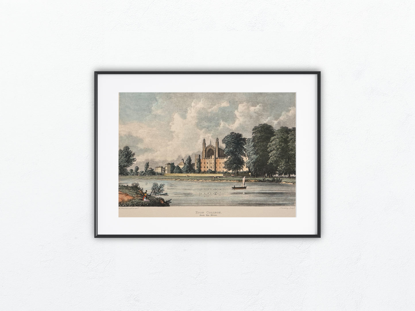 Original Eton College Tafel 1816 Englische Architekturansicht