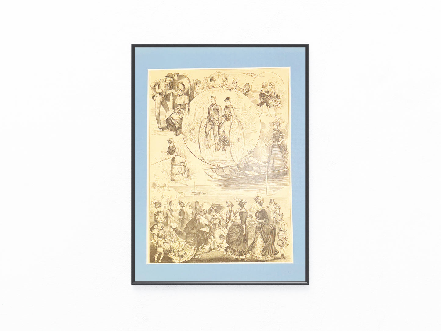 Original Mode-Tafel 19. Jahrhundert Strandtoiletten Bademode