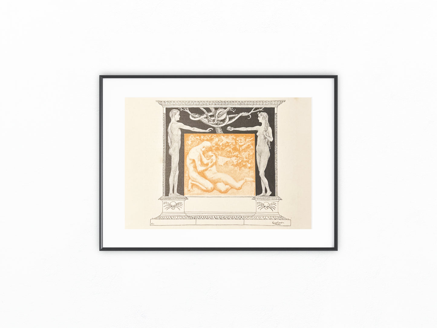 Jugendstil-Druck Adam & Eva mit Baum der Erkenntnis