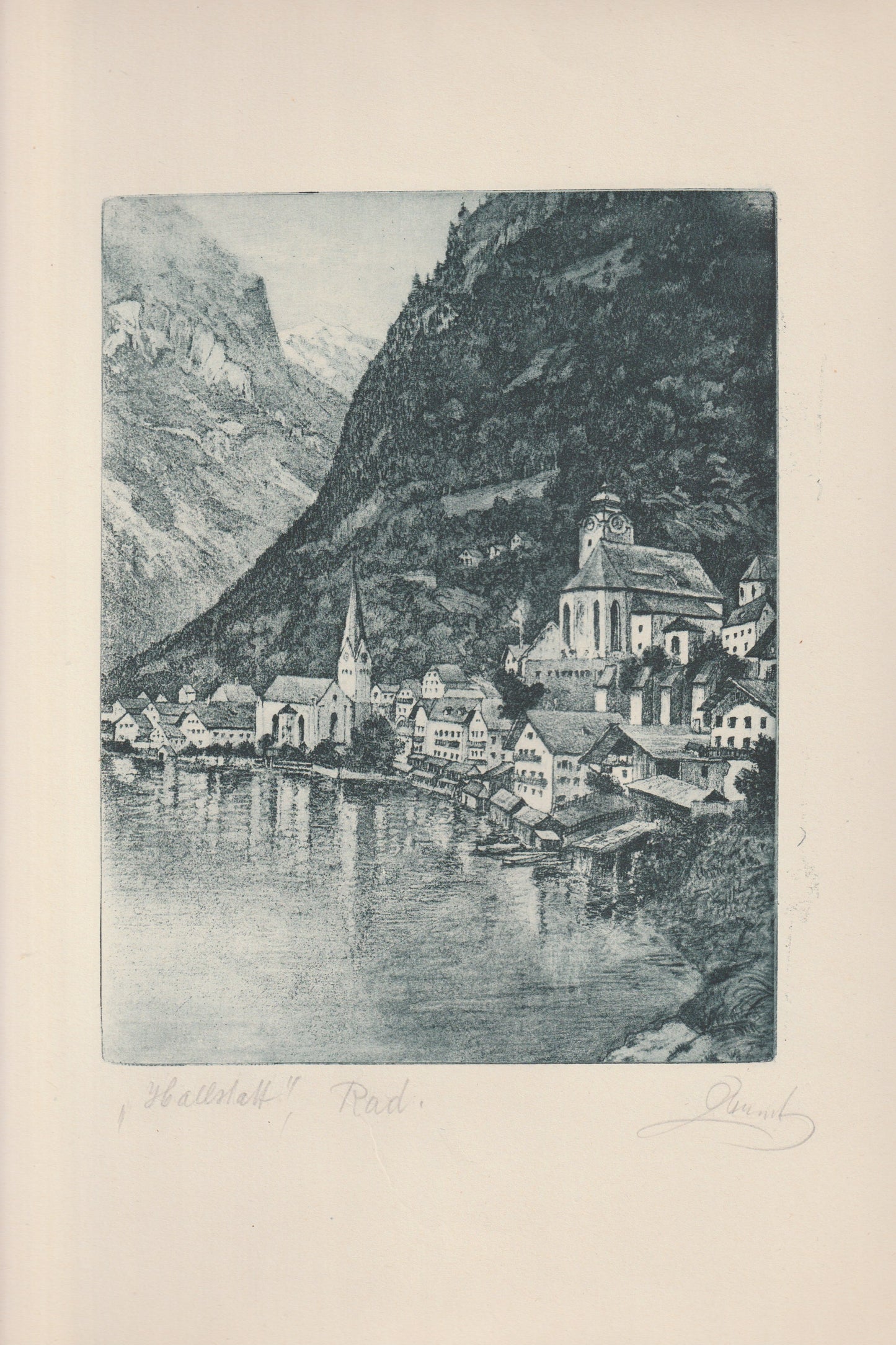 Hallstatt Radierung 1925 signierter Originaldruck