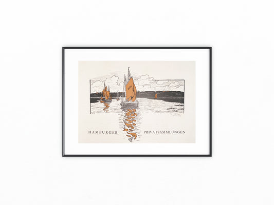 Jugendstil Segelboote Hamburger Privatsammlungen 1900 | Original Grafik Maritime Kunst
