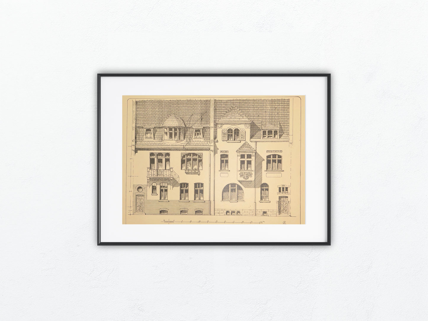 Original Architektur 1900 Jugendstil Wohnhaus Fassade | Vintage Druck