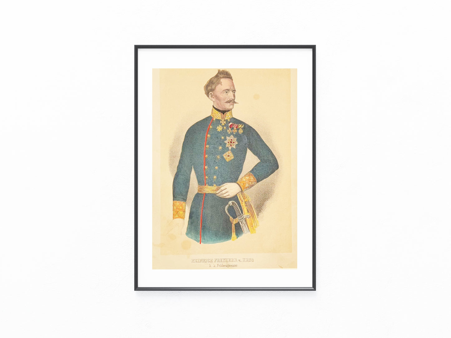 1860 Offiziersporträt Heinrich Freiherr von Hess k.k. Feldzeugmeister Österreich
