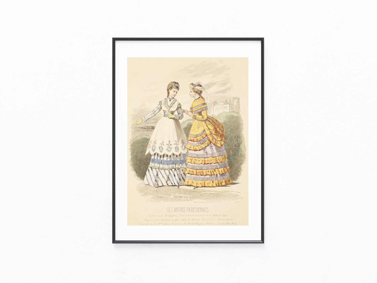 Original Modekupfer Les Modes Parisiennes 1877