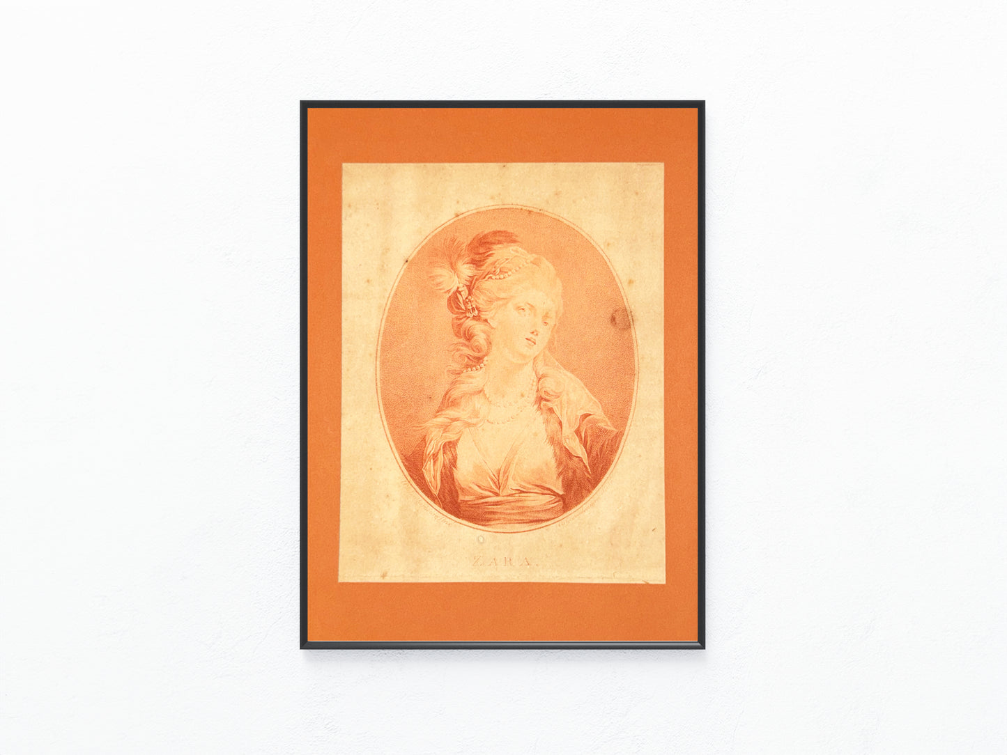 1820 Original Rötelstich ZARA | Klassizistisches Damenporträt