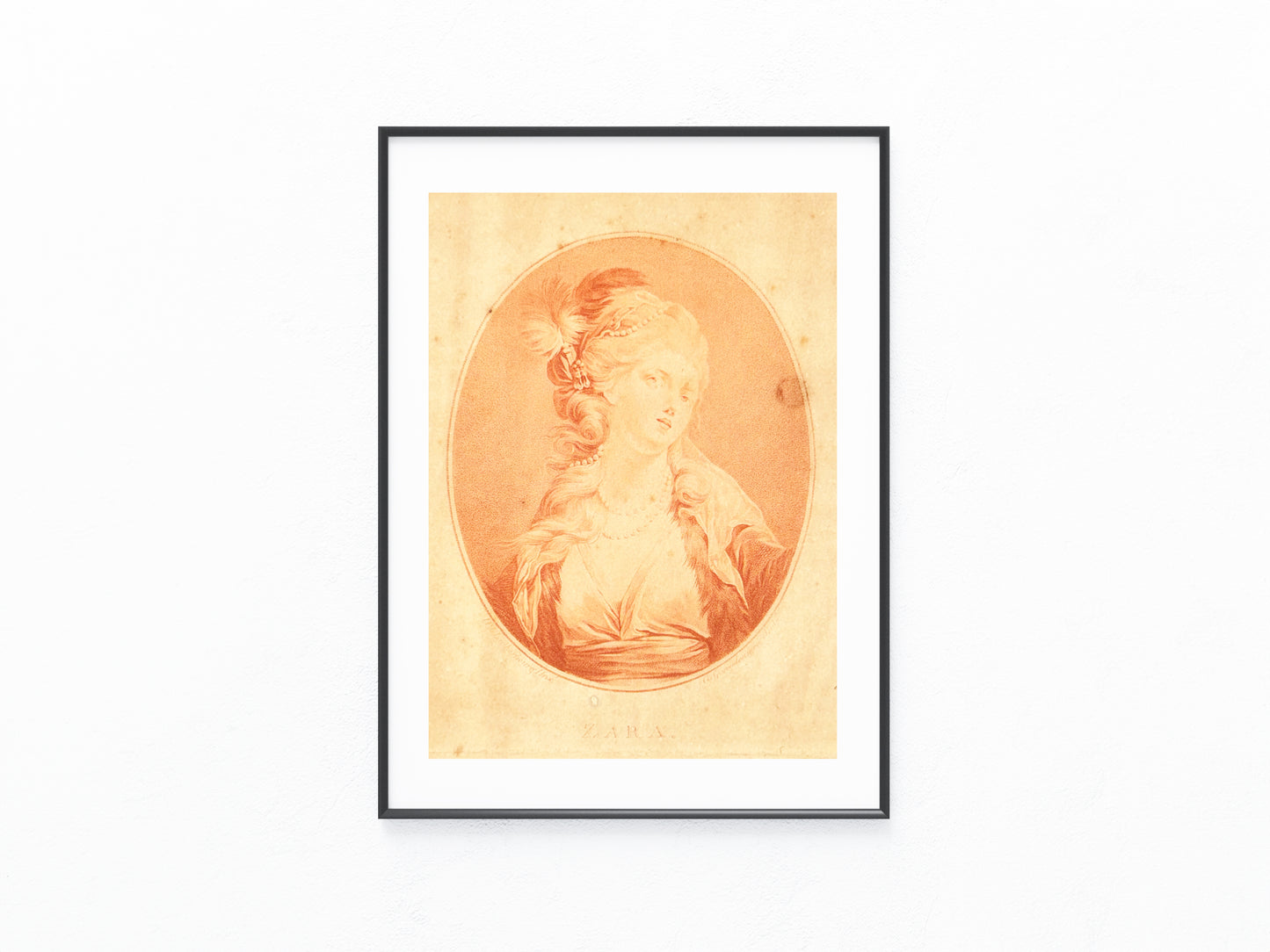 1820 Original Rötelstich ZARA | Klassizistisches Damenporträt