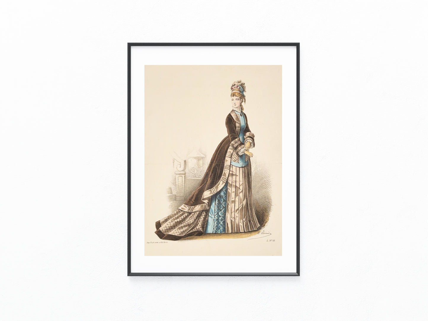 Vintage Damenmode Paris Original Modekupfer 1870