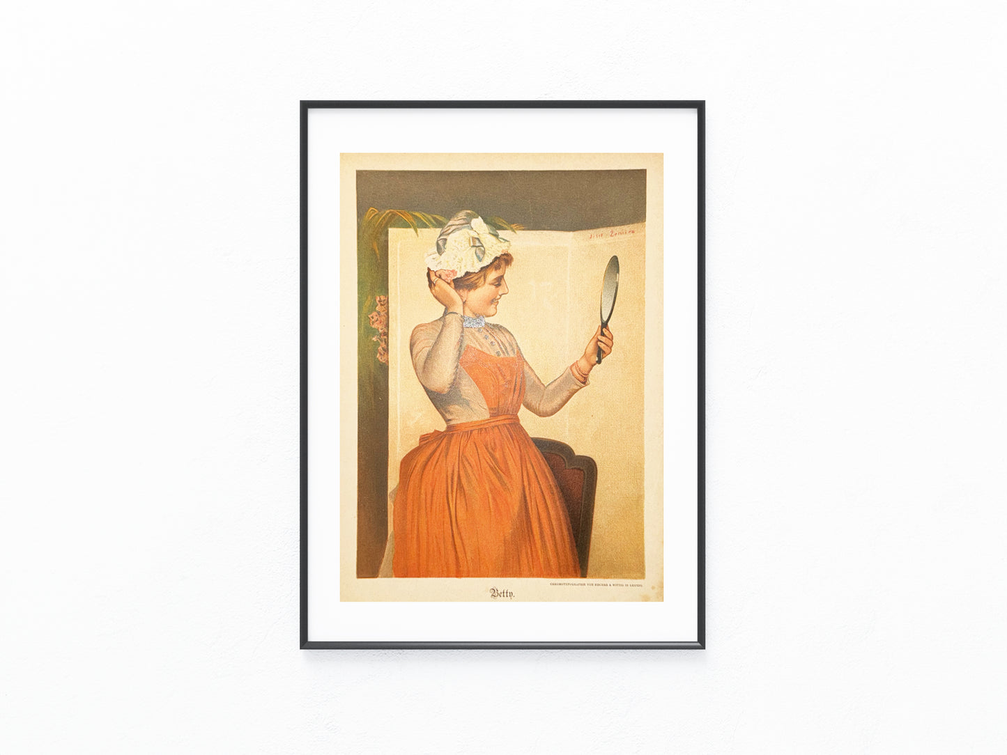 Original Farblithografie Betty 1900 | Frauenporträt Zenisek Vintage