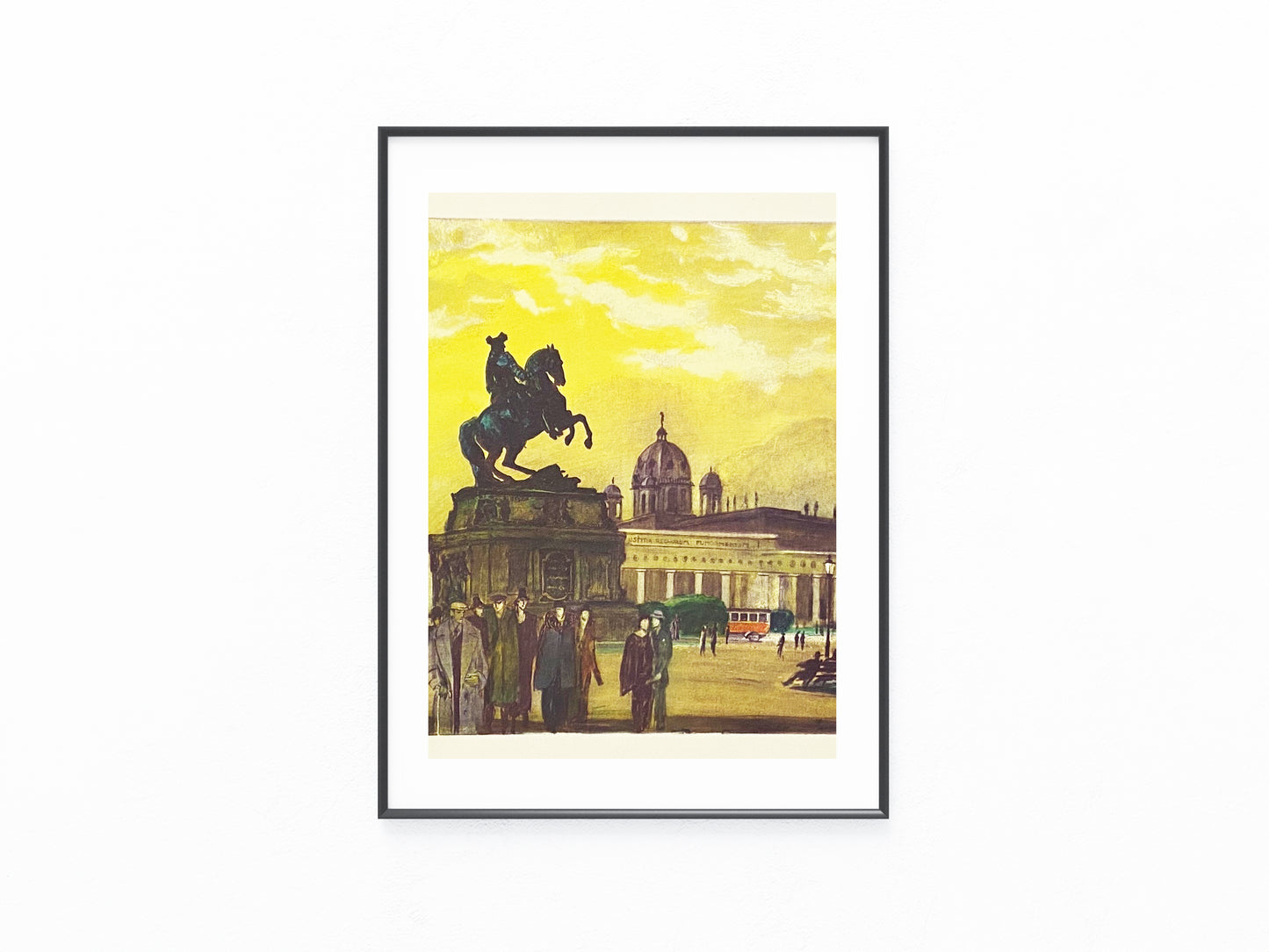 Wien Heldenplatz mit Prinz Eugen Denkmal 1930 Original Farblithografie | Igo Pötsch Stadtansicht