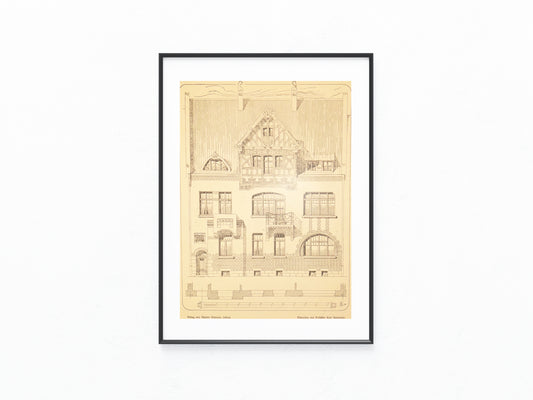 Historische Architektur Tafel 1900 Wohnhaus | Baukunst Vintage Druck