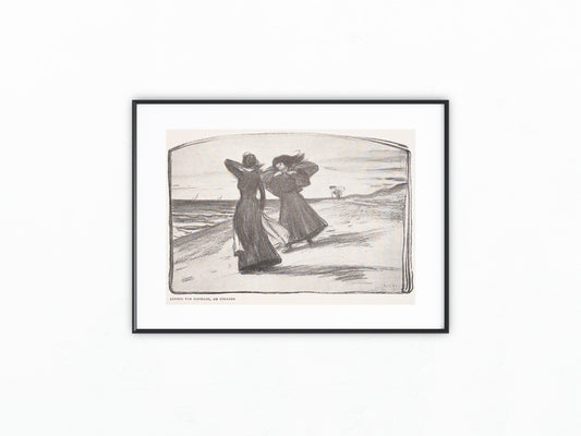 Jugendstildruck Ludwig von Hofmann Am Strande 1900 | Original Grafik Frauen am Meer | Vintage