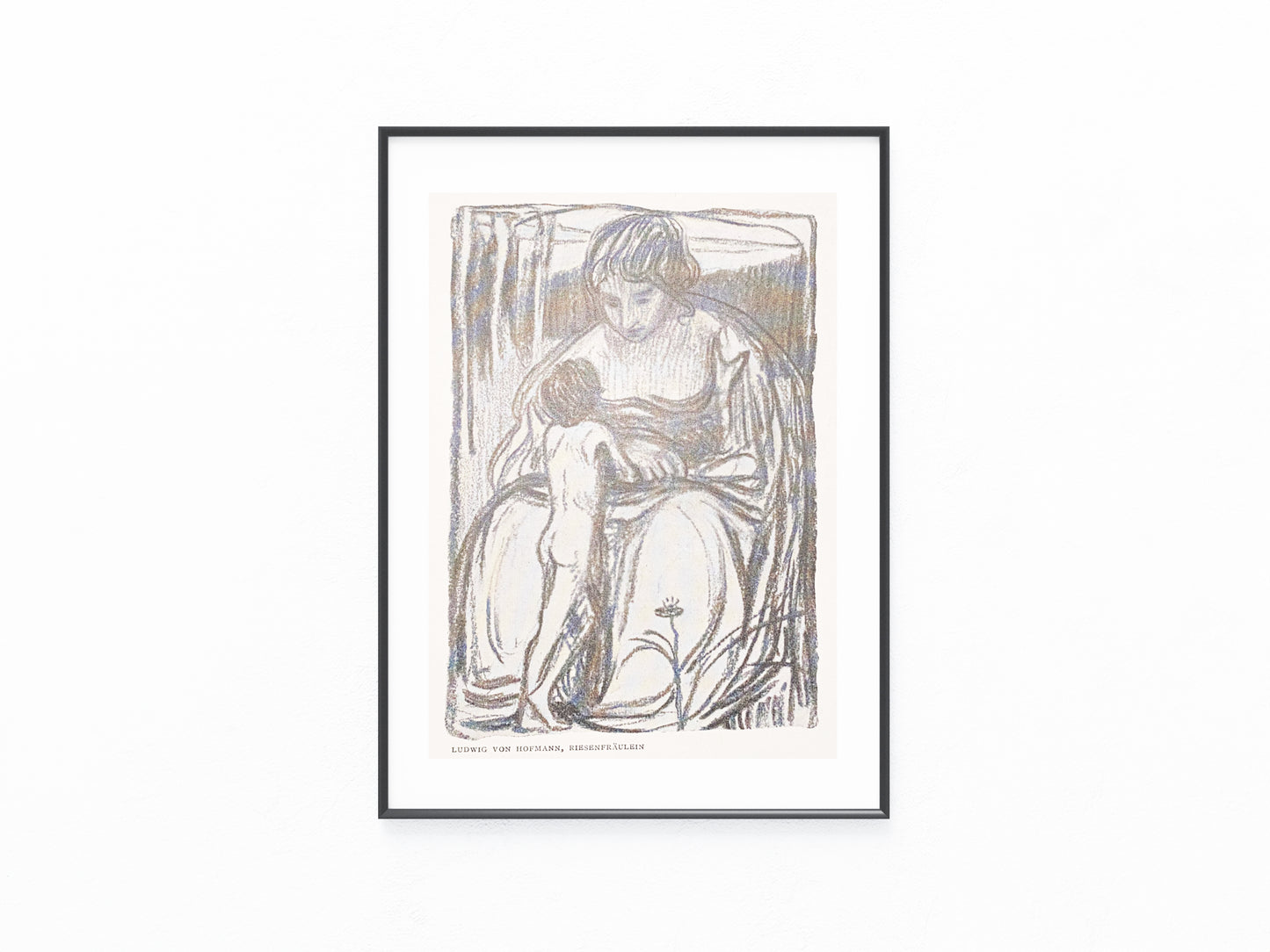 Jugendstildruck Ludwig von Hofmann Riesenfräulein 1900 | Original Grafik Mutter und Kind | Vintage Art