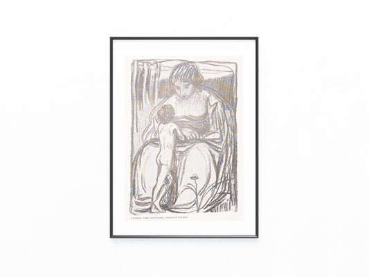 Jugendstildruck Ludwig von Hofmann Riesenfräulein 1900 | Original Grafik Mutter und Kind | Vintage Art