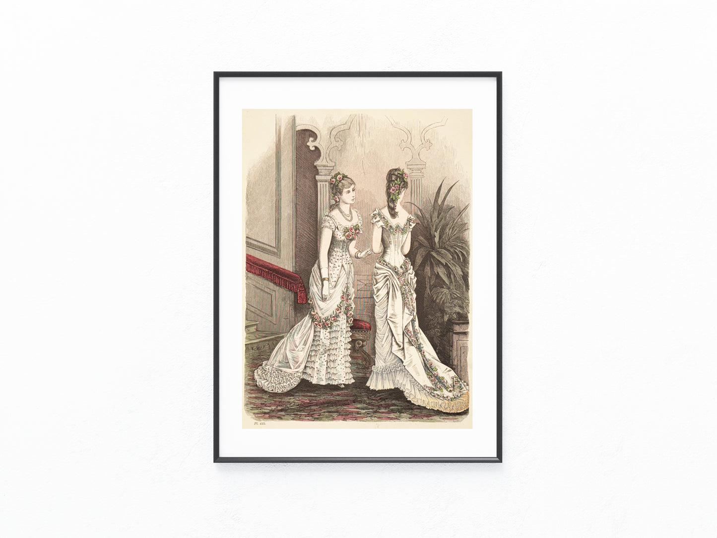 1879 Ballkleider Original Damenmode Lithografie | Vintage Ästhetik