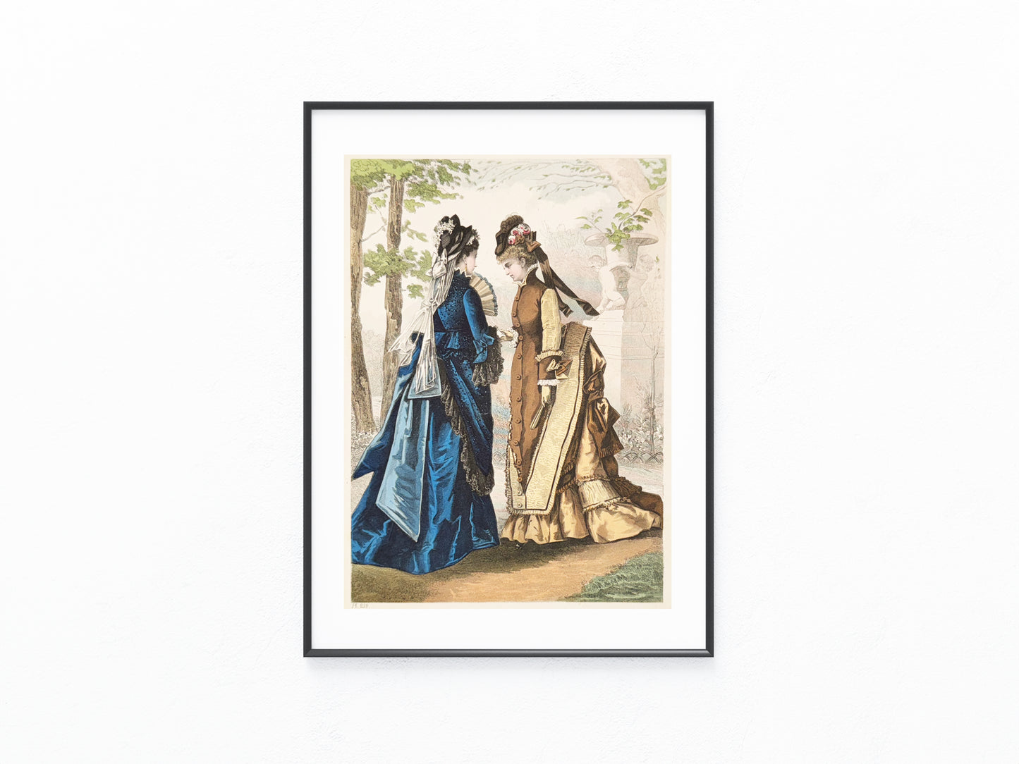 1875 Original Mode-Tafel Damenkleider Lithografie | Antike Modeillustration