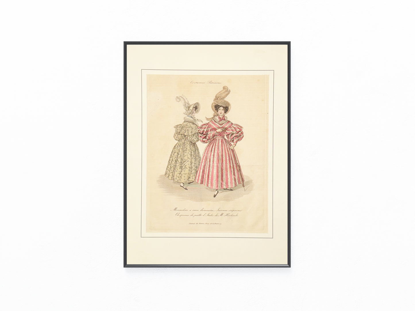 1830 Costumes Parisiens Original mit Passepartout | Handkolorierter Kupferstich