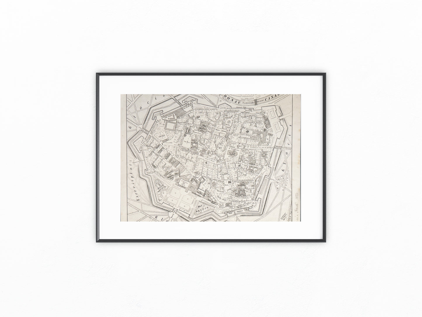 Original Stadtplan Wien 1851 | Kupferstich-Karte der Inneren Stadt
