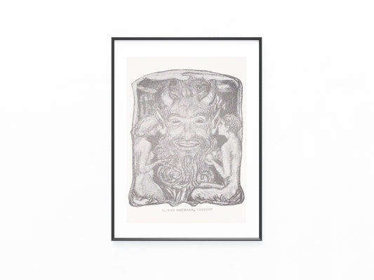 Jugendstildruck Ludwig von Hofmann Pankopf 1900 | Mythologie Pan Vintage Art