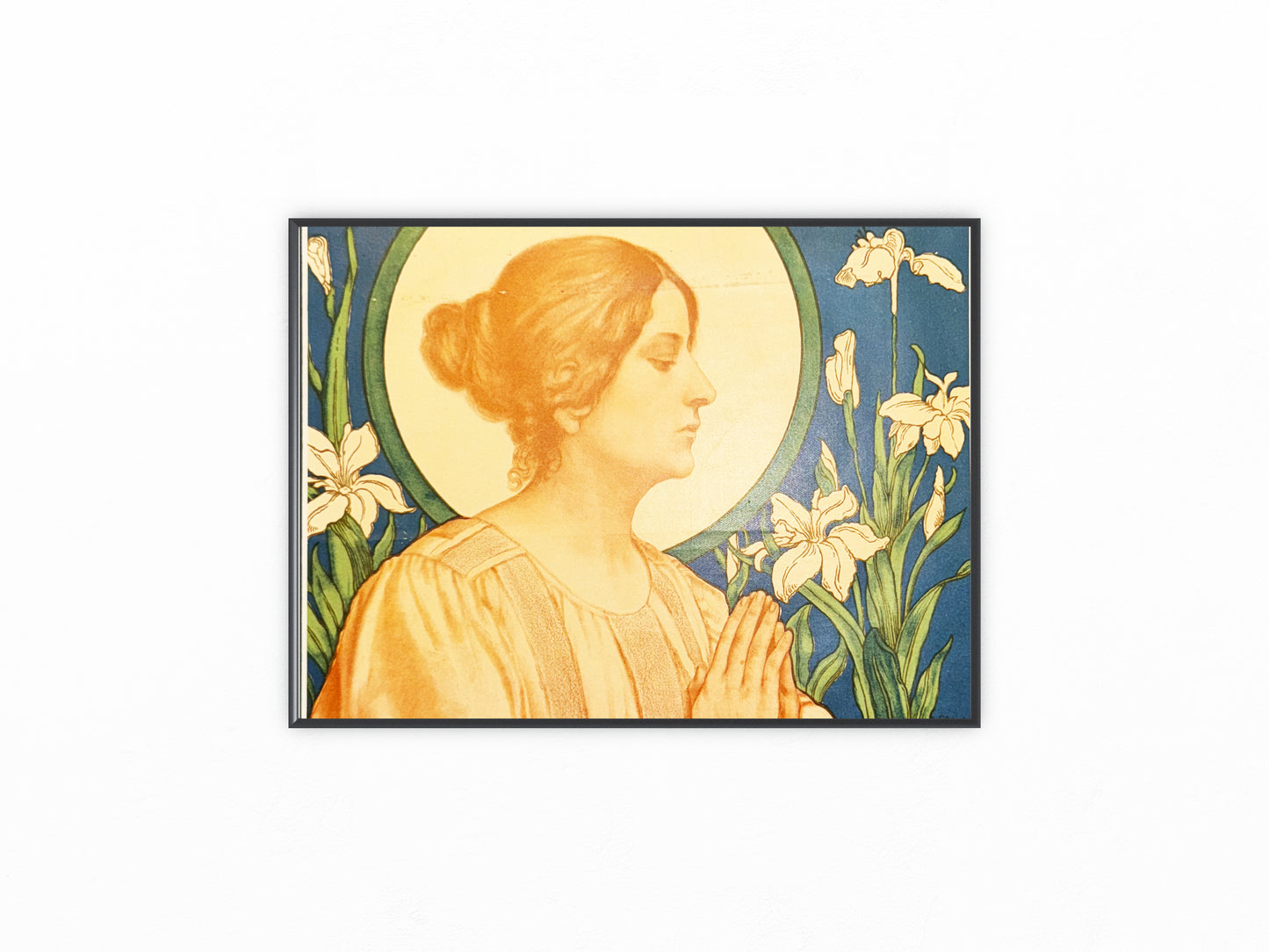 Original Jugendstil Druck Frau im Gebet von Karl Scheidbauer | Andachtsgrafik 1900