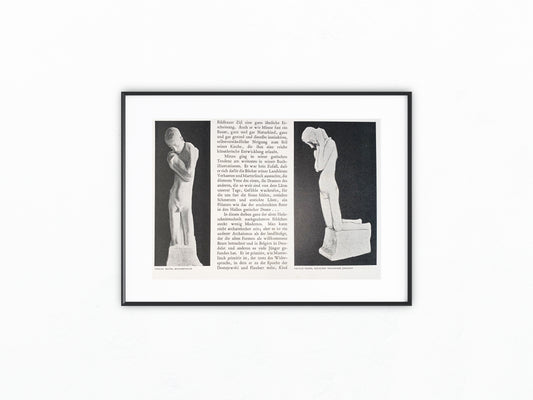 Jugendstildruck George Minne Brunnenfigur & Reliquien tragender Jüngling 1900