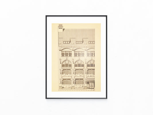 Jugendstil Warenhaus-Fassade Original Architektur Tafel 1900 | Baukunst Druck