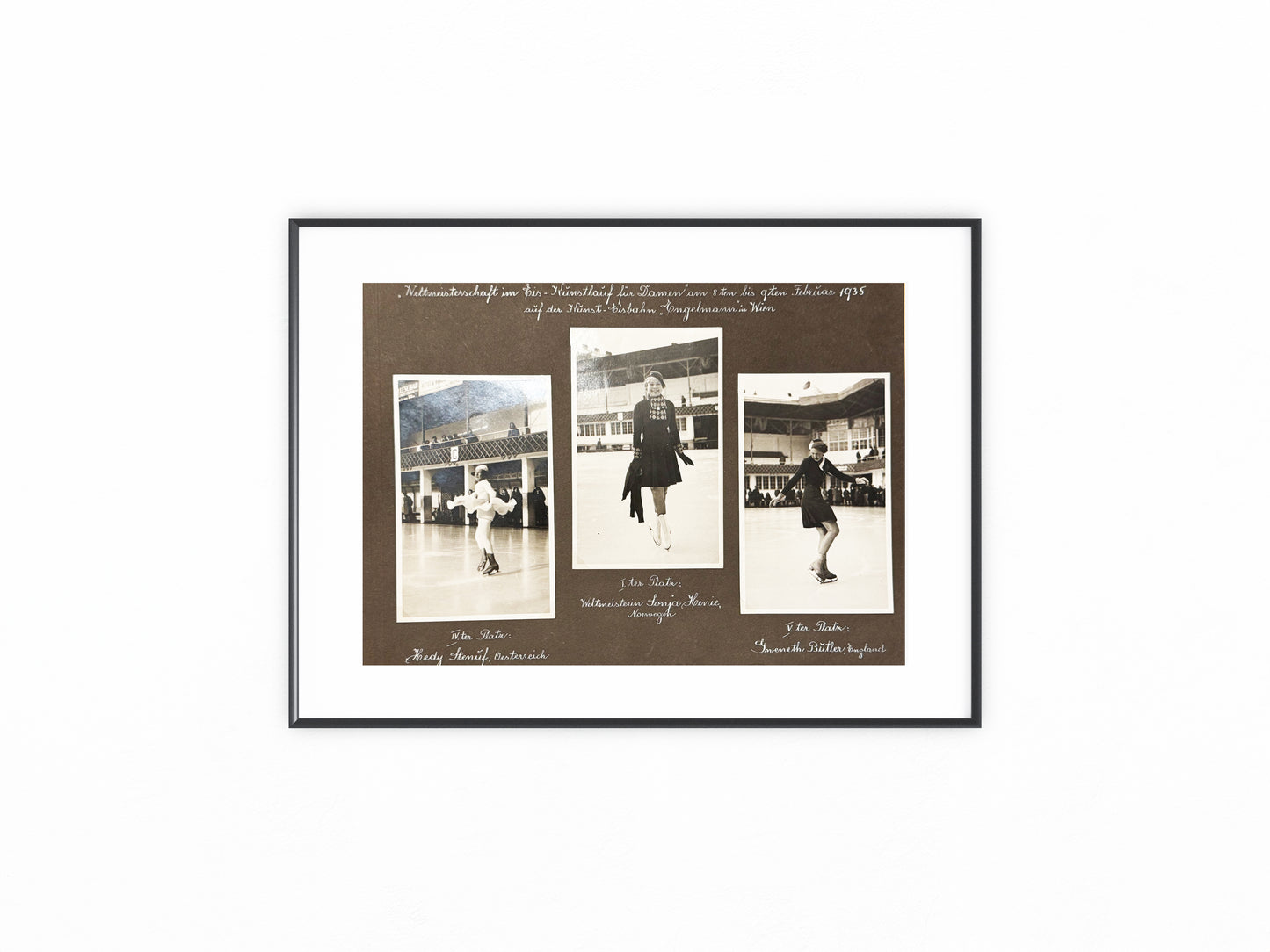 Original Fototafel 1935 Eiskunstlauf Weltmeisterschaft Wien Vintage