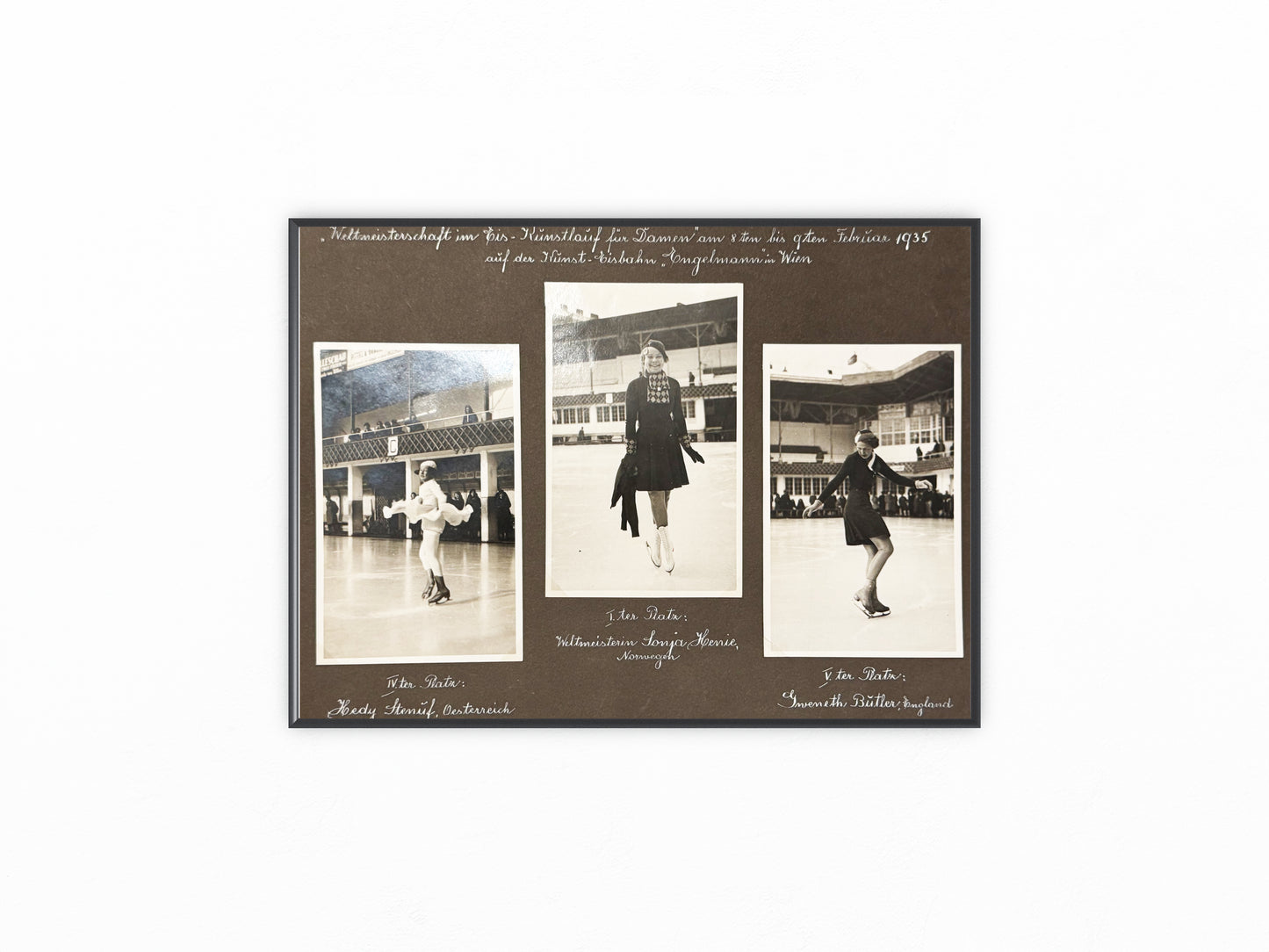 Original Fototafel 1935 Eiskunstlauf Weltmeisterschaft Wien Vintage