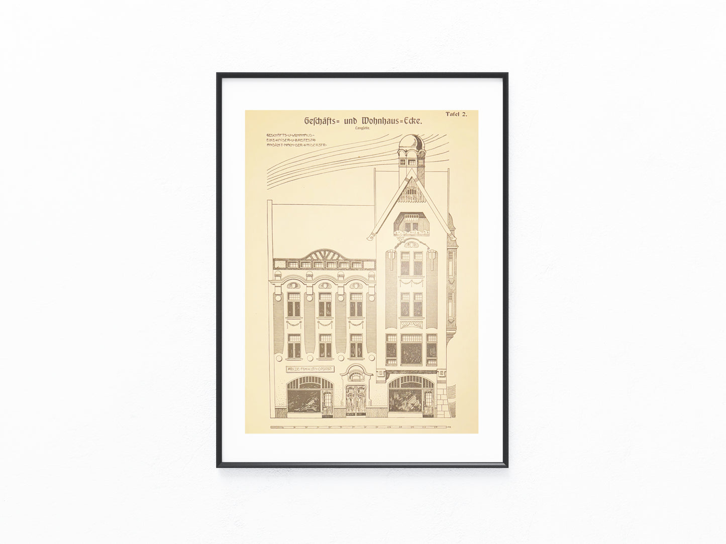 Jugendstil Geschäfts- und Wohnhaus Fassade Original Architektur Tafel 1900
