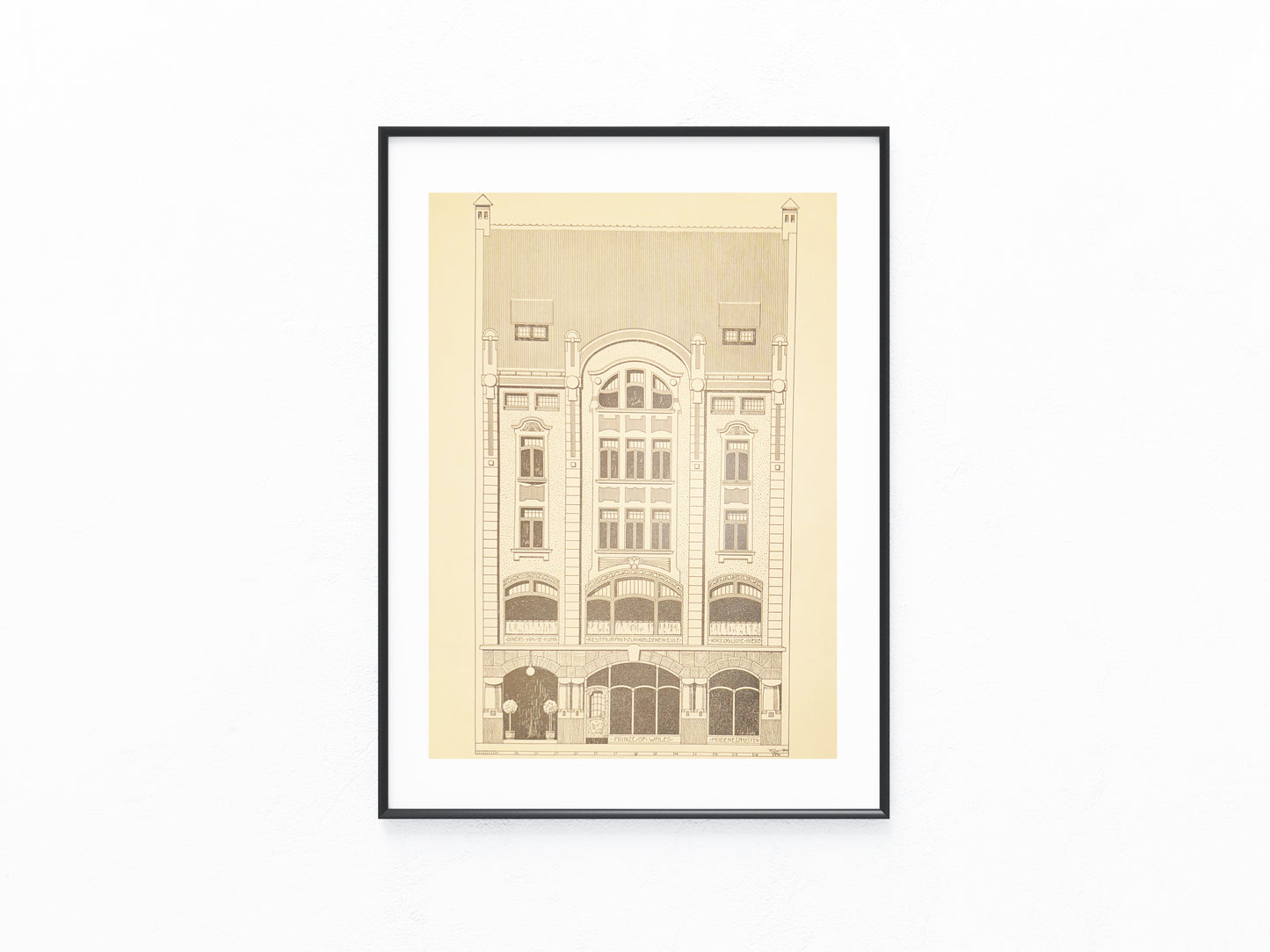 Jugendstil Geschäfts- & Wohnhaus 1900 | Original Baukunst Druck Architektur