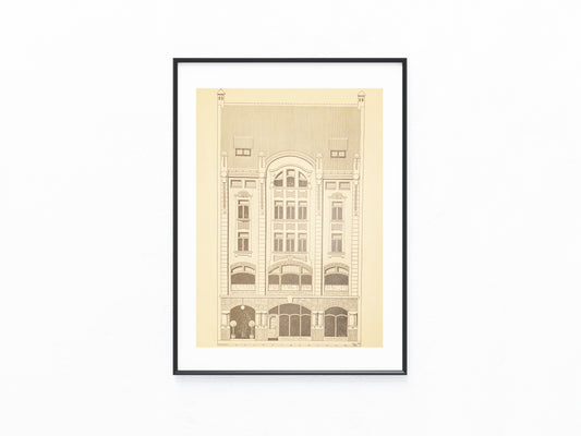 Jugendstil Geschäfts- & Wohnhaus 1900 | Original Baukunst Druck Architektur