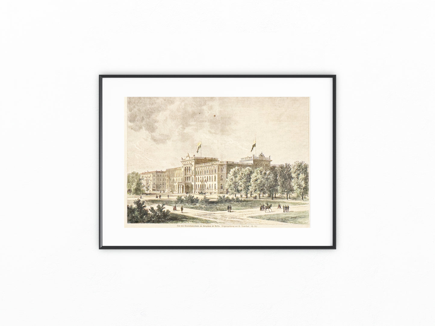 1860 Berlin Kronprinzenpalais Original kolorierter Holzstich | Architektur Druck