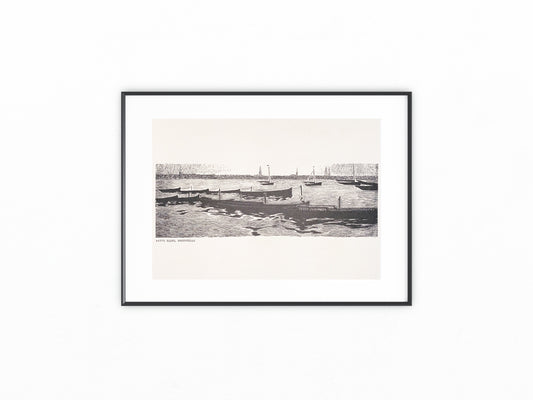 Jugendstildruck Artur Illies Bootstelle 1900 | Original Grafik Boote am Wasser