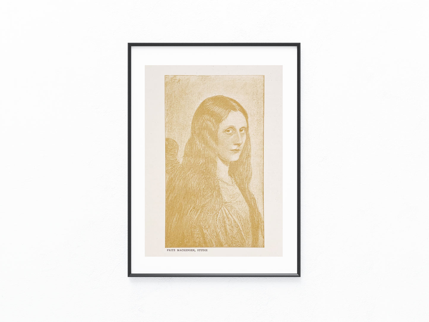 Jugendstildruck Fritz Mackensen Studie um 1900 | Original Porträt Grafik Worpswede