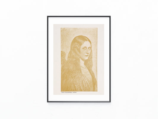 Jugendstildruck Fritz Mackensen Studie um 1900 | Original Porträt Grafik Worpswede