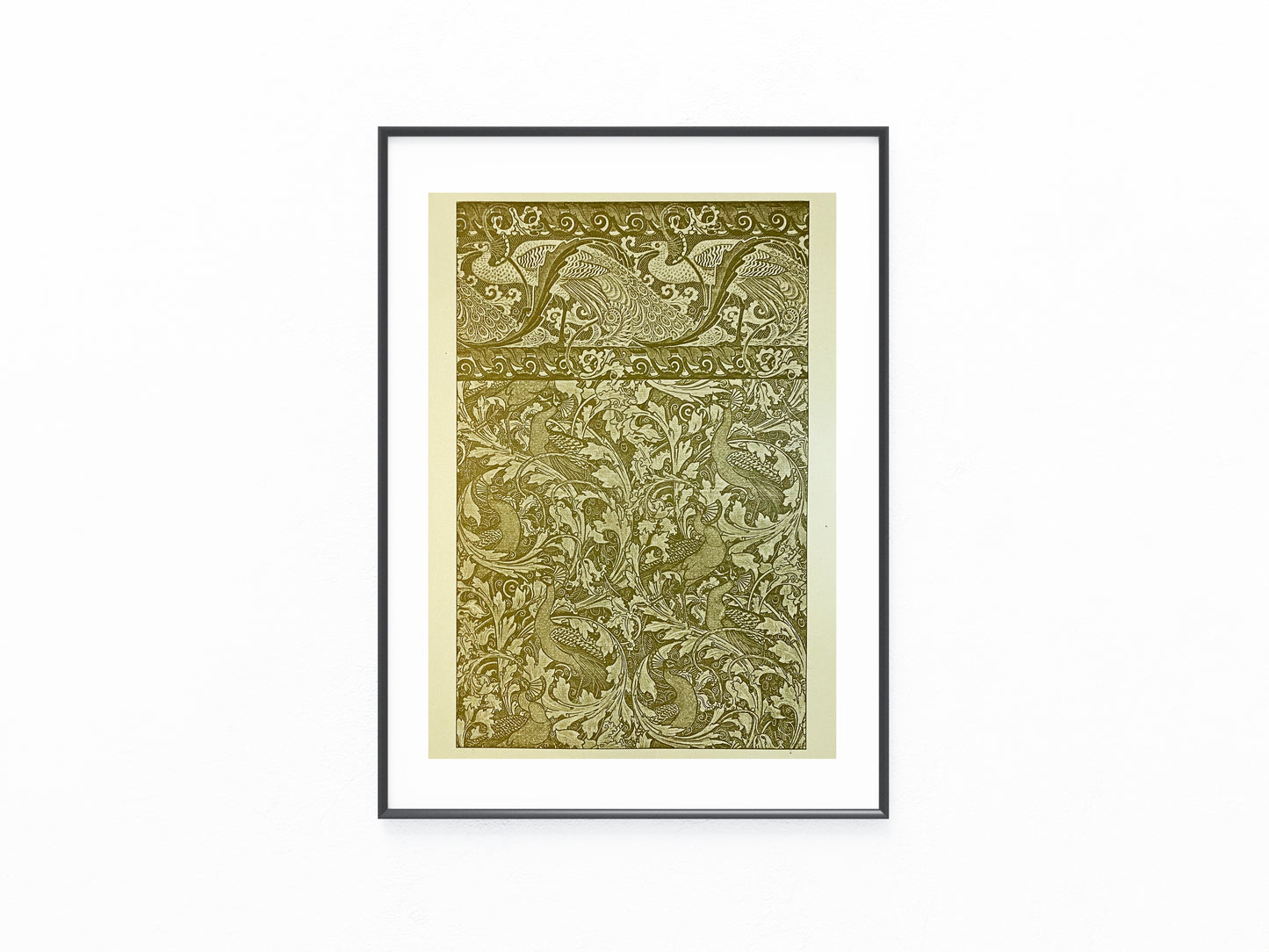 Original Jugendstil Druck Dekor mit Pfauen 1900 | Ornamentale Art Nouveau Kunst