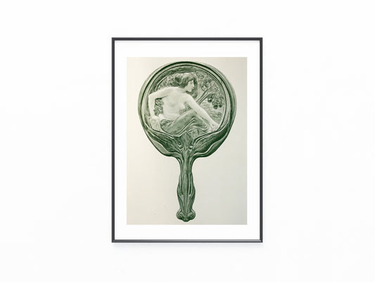 Jugendstil Original Ludwig Hofmann Studie 1900 | Akt Ornament Spiegelmotiv