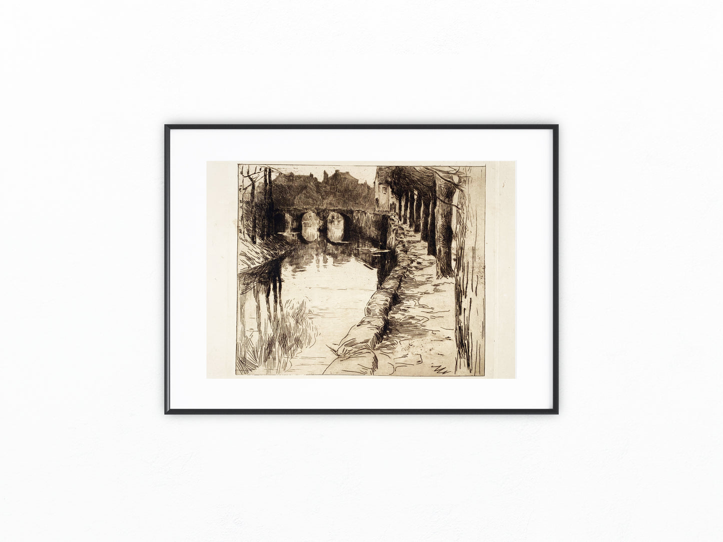 Original Druck Albert Baertsoen Le Vieux Pont 1900 | Historische Radierung Belgien