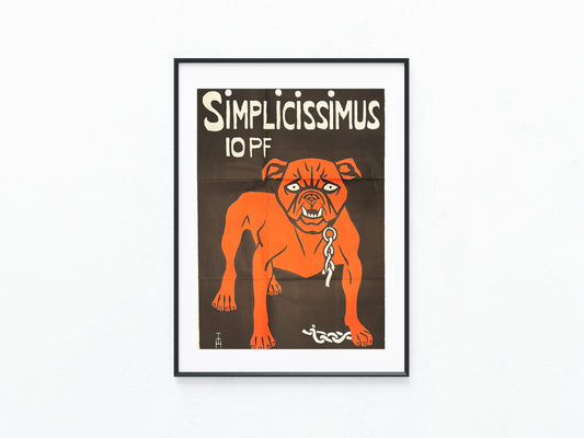 Plakat Simplicissimus rote Bulldogge 1896 | Satire München Jugendstil