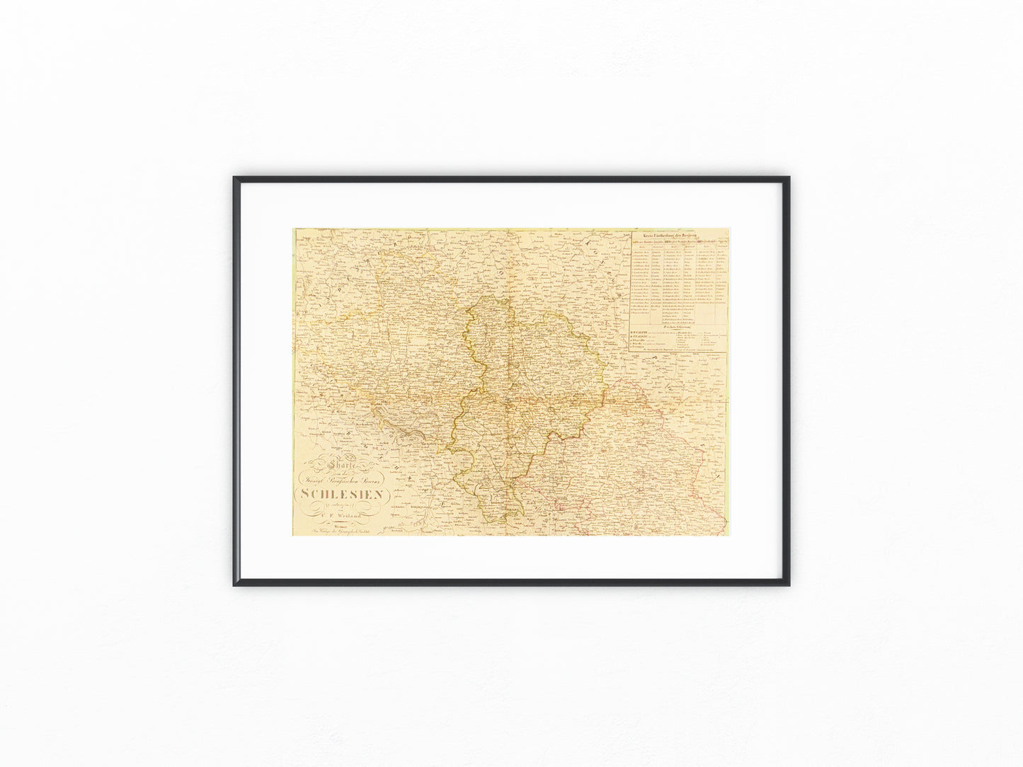 1831 Original Landkarte Schlesien Weiland | Historische Karte Preussen Provinz