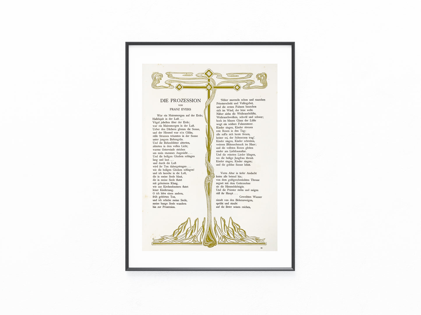 Franz Evers Die Prozession 1900 Original Jugendstil Druck | Art Nouveau Poesie