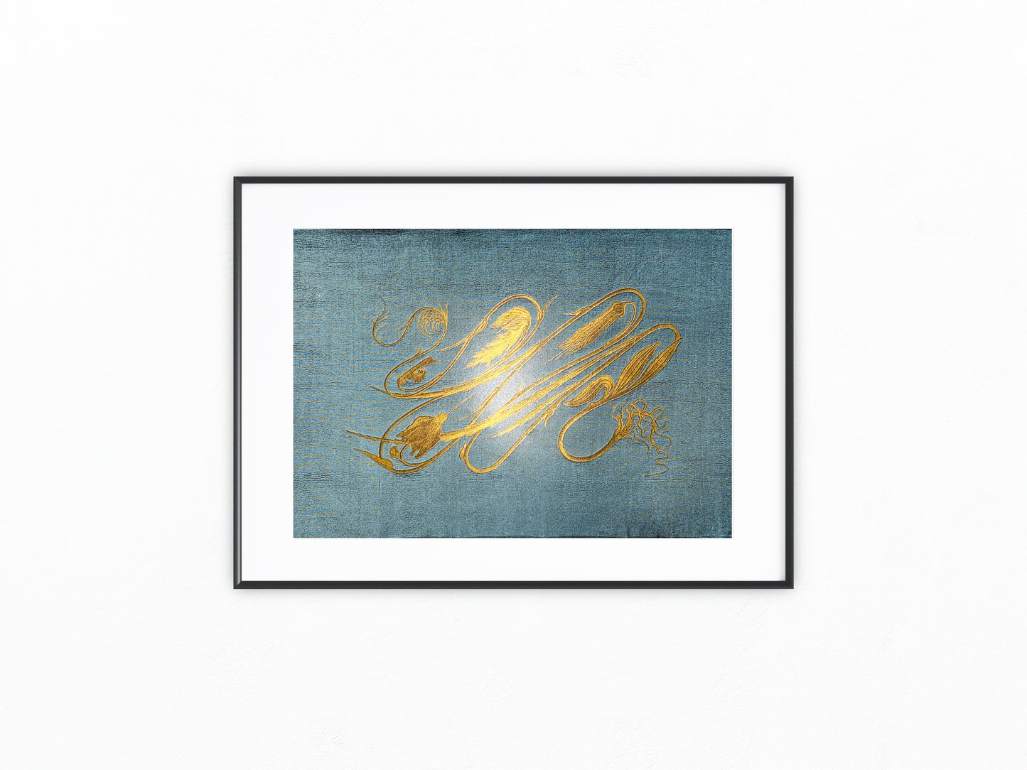Hermann Obrist Jugendstil Ornament in Gold auf Blau 1900 Original Druck | Art Nouveau