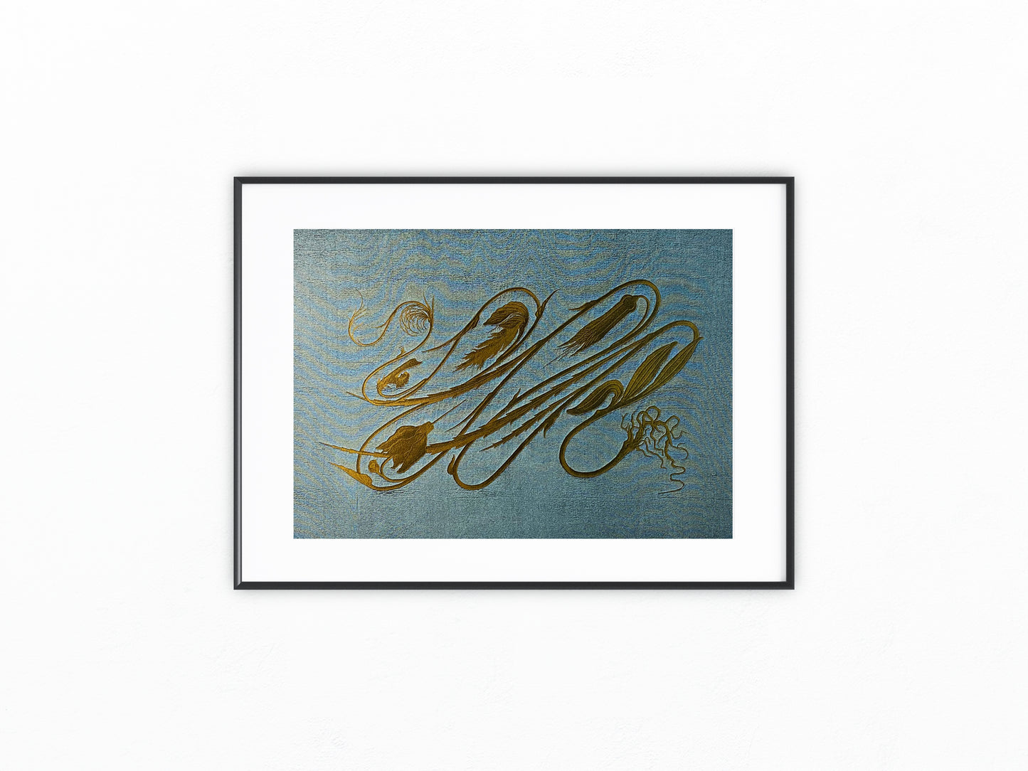 Hermann Obrist Jugendstil Ornament in Gold auf Blau 1900 Original Druck | Art Nouveau