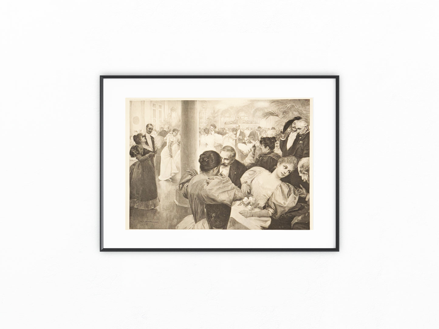 Original Grafik Karlsbad 1890 | Ball Kurhaus Karlovy Vary Gesellschaftsszene