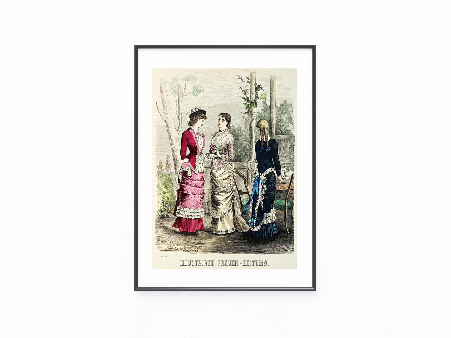 Original Modekupfer Damenkleider 1879 | Modegrafik Gründerzeit Damenmode Fashion