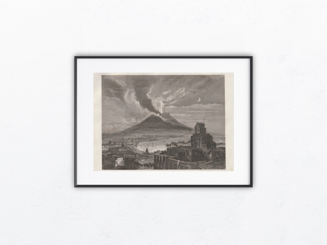 Original Vesuv Ansicht 1858 Vulkan Lithografie