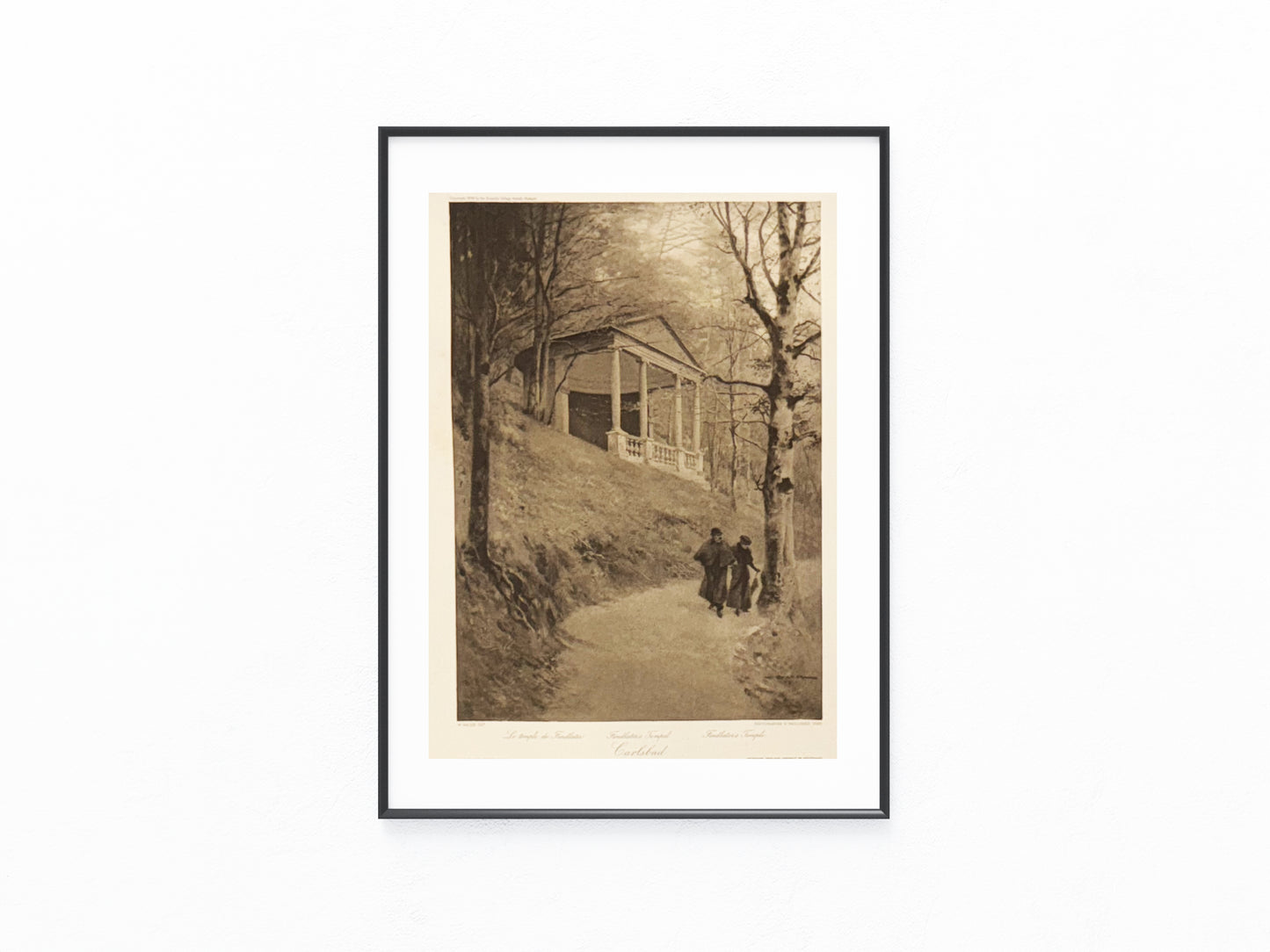 Original Grafik Karlsbad 1890 | Kurort Böhmen | Ferdinand’s Tempel im Kurpark