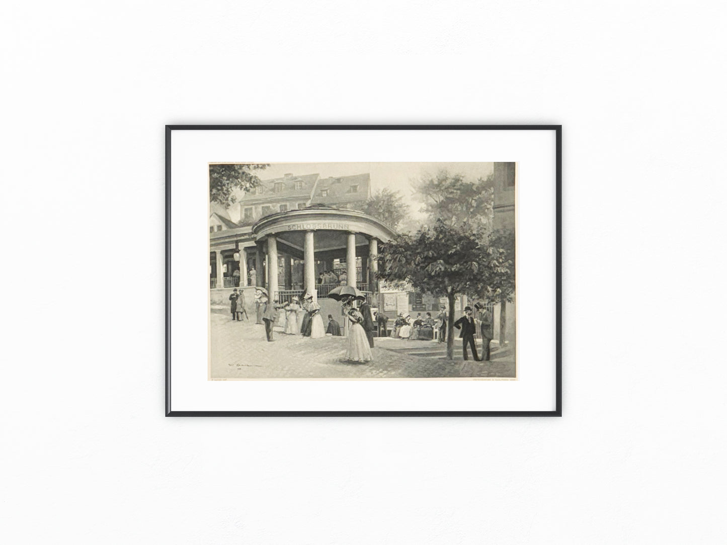 Original Grafik Karlsbad Heilquellen 1890 | Schlossbrunnen Kolonnade Kurort Karlovy Vary