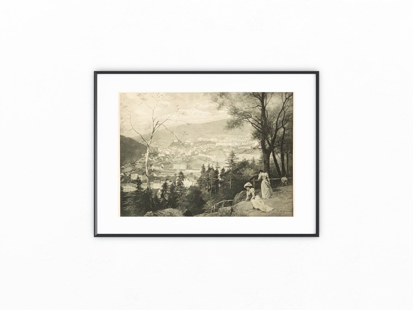 1890 Karlsbad Panorama Blick auf den Kurort | Böhmische Bäderkultur Original