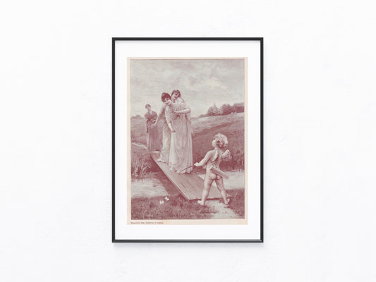 Jugendstil Original Liebesszene Brückenzoll 1900